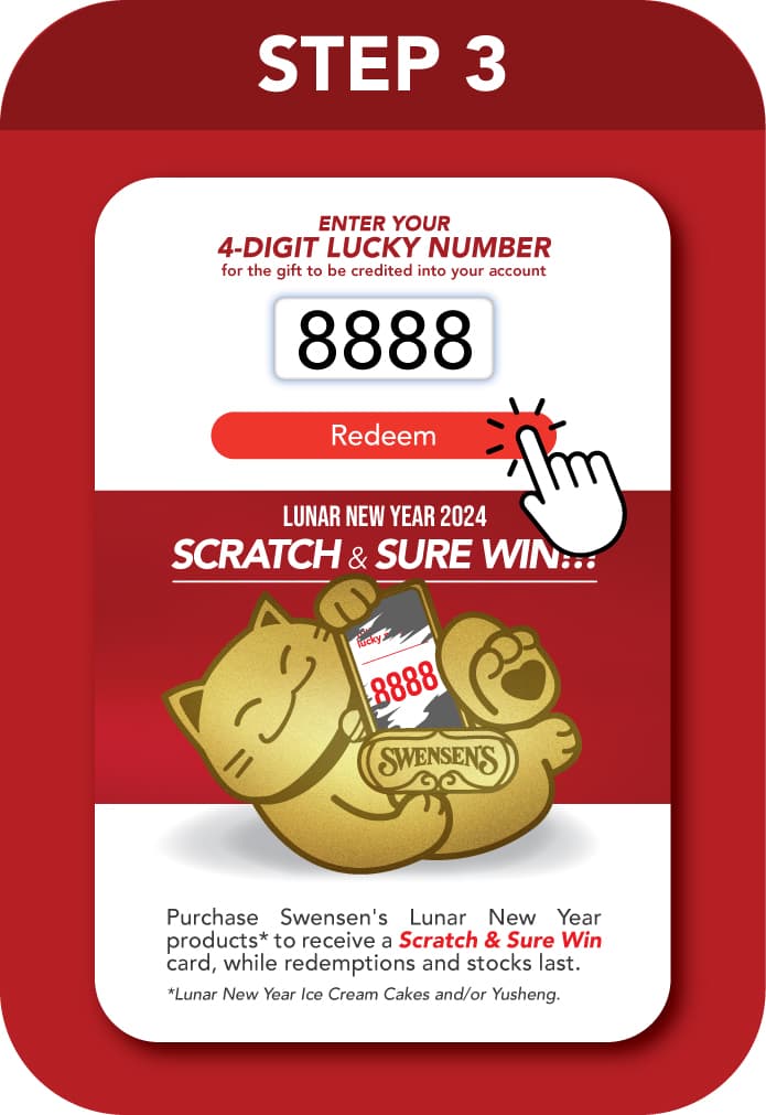 Lunar New Year 2024 guide, step 3: enter the four-digit lucky number from the scratch card and select Redeem.