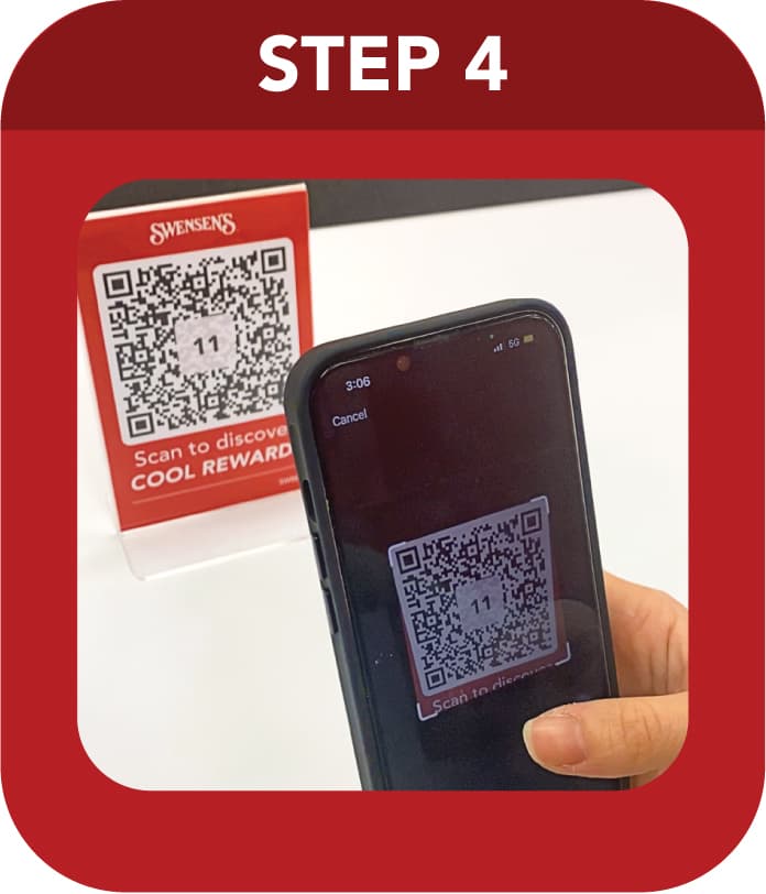 Step 4: scan the Cool Rewards QR code displayed at the table.