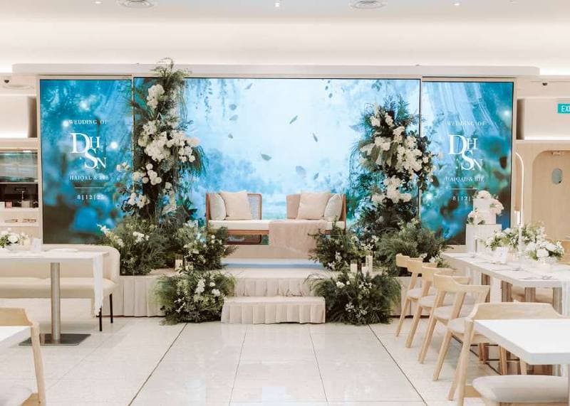Wedding reception tables and floral styling at The Acacia Geneo